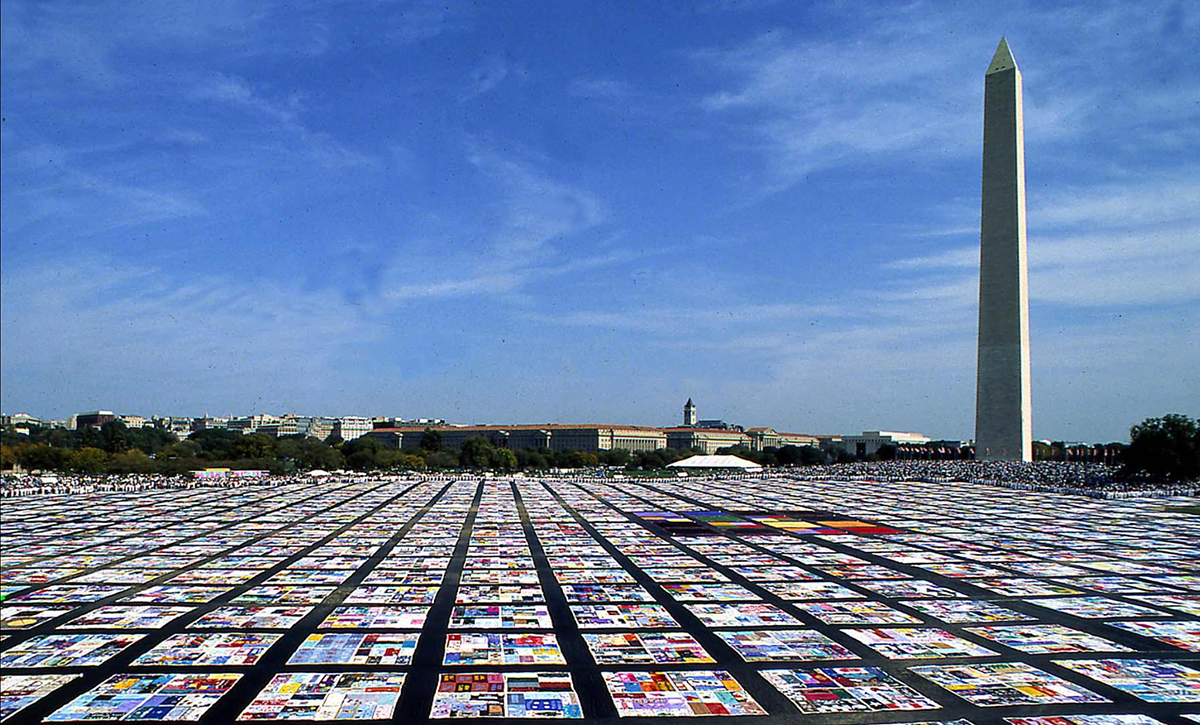 AIDS quilts representing those lost to AIDS cover the National Mall in Washington DC.